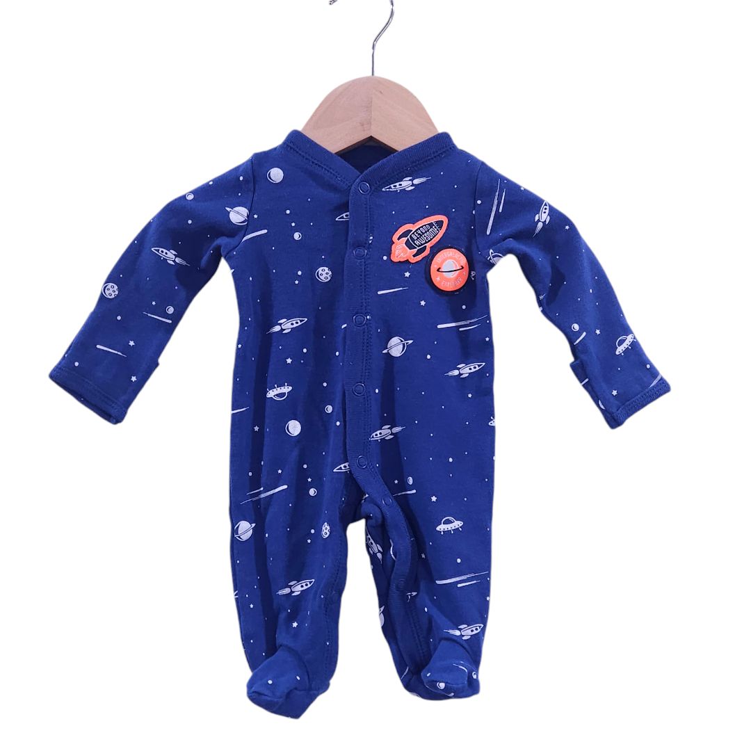 Carter's - Pijama con pies espaciales "Beyond Awesome" azul para niño recién nacido