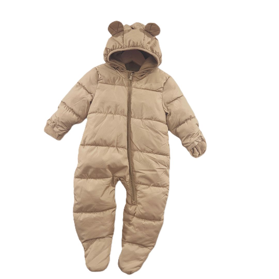 Old Navy - Tan Unisex Water-Resistant Frost Free Puffer Snowsuit for Baby, 6-12 m