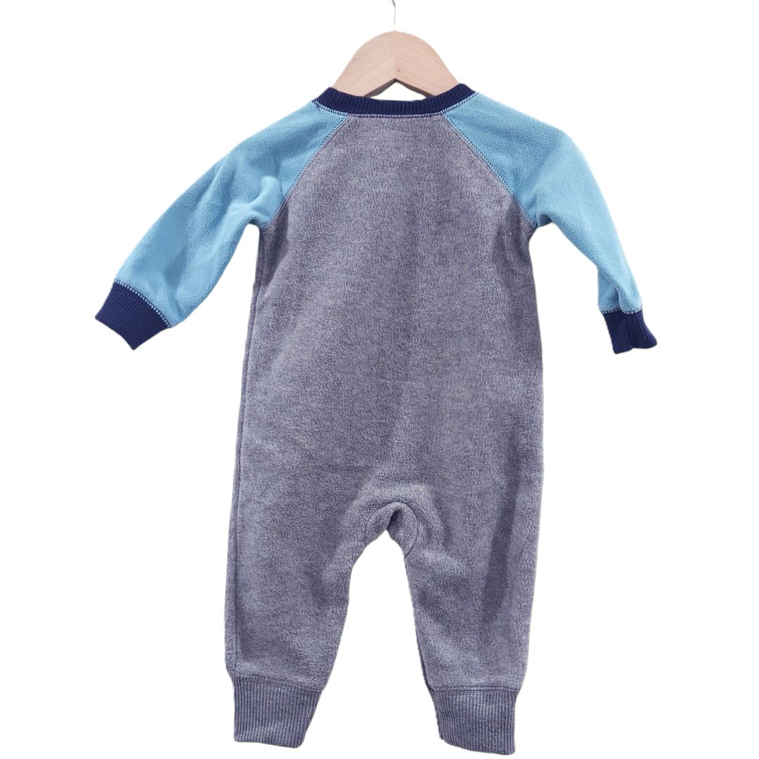 Carter's - Gray and Blue Penguin Fleece Jumpsuit, 6 m