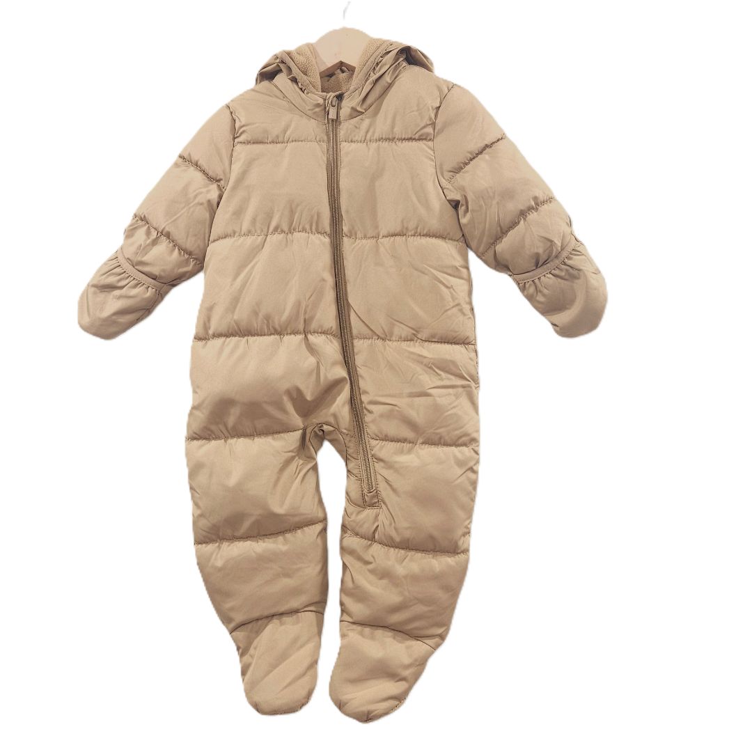 Old Navy - Tan Unisex Water-Resistant Frost Free Puffer Snowsuit for Baby, 6-12 m