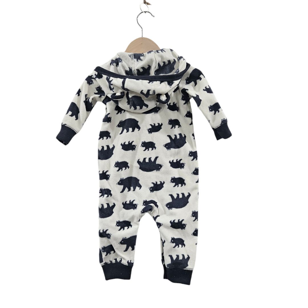 Carter's - White and Blue Bear Fleece Hooded Jumpsuit, 6 m