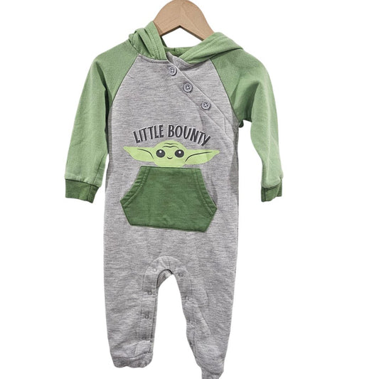 Star Wars - Gray and Green "Little Bounty" Baby Yoda Hooded Jumpsuit, 12-18 m