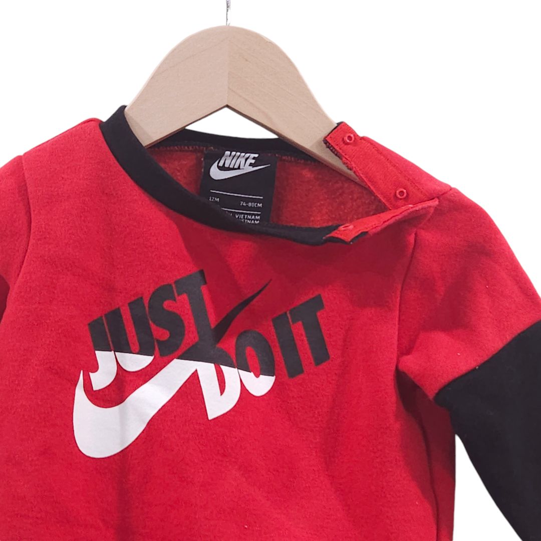 Nike - Red and Black "Just Do It" Sweatshirt ang Jogger Pants, 12 m