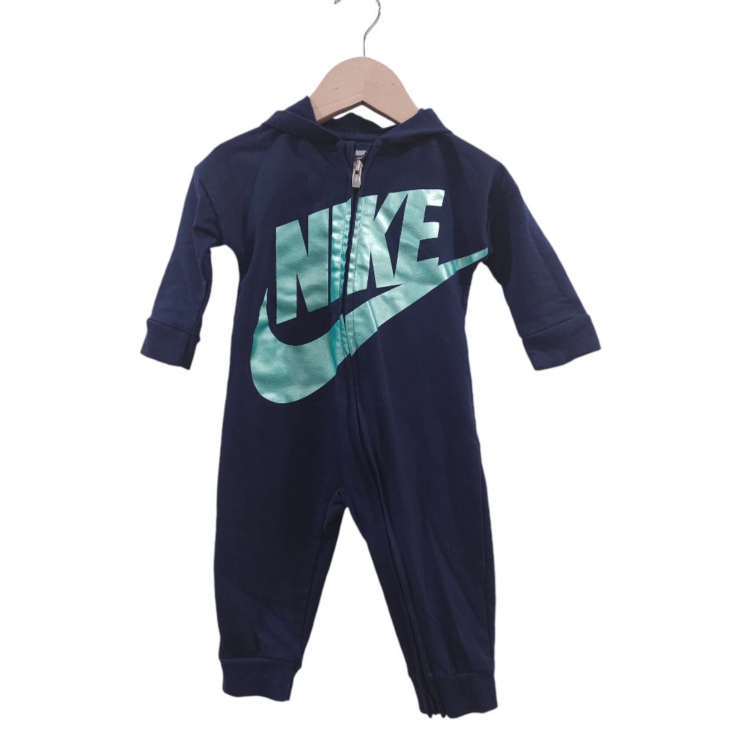 Nike - Blue Full Zipped Hooded Jumpsuit, 12 m