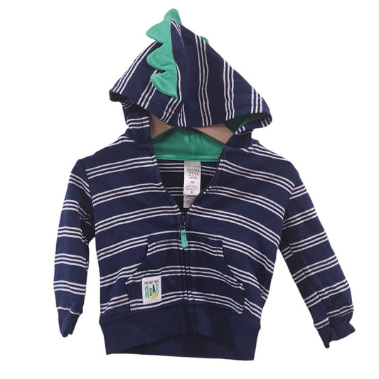 Just One You - Blue and Green Dinosaur Stripes Hooded Jacket, 9 m