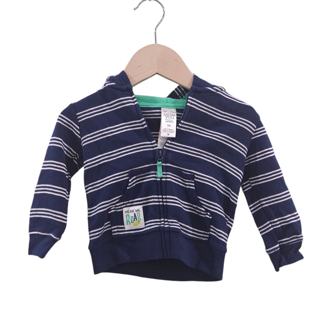 Just One You - Blue and Green Dinosaur Stripes Hooded Jacket, 9 m