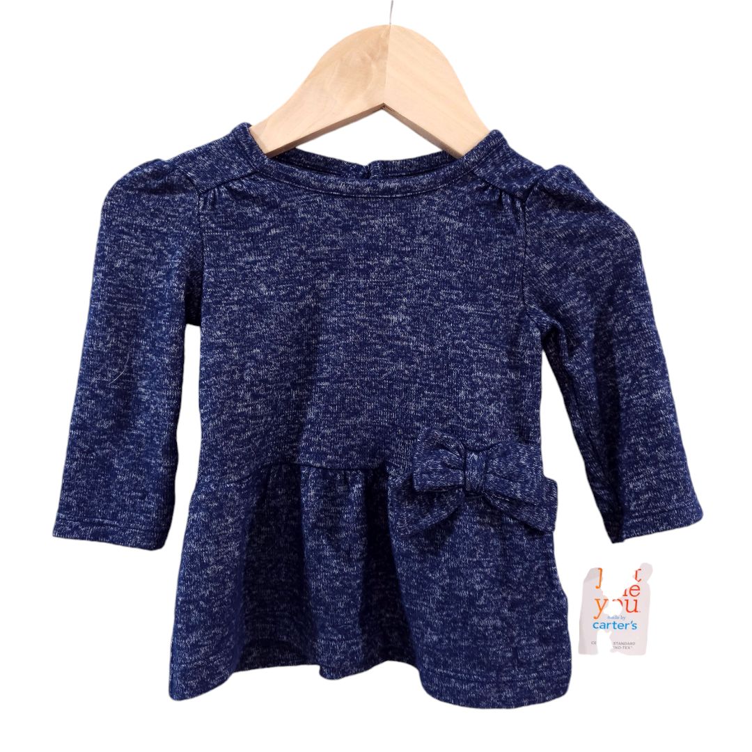 Just One You - Blue Long Sleeve Bow Blouse and Floral Leggings Set, 3 m