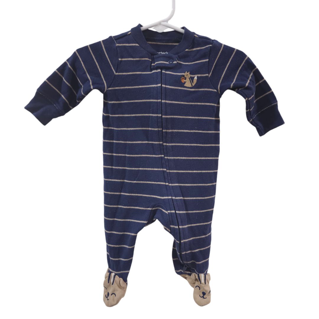 Carter's - Blue Striped Squirrel Footed Pajama, 3 m