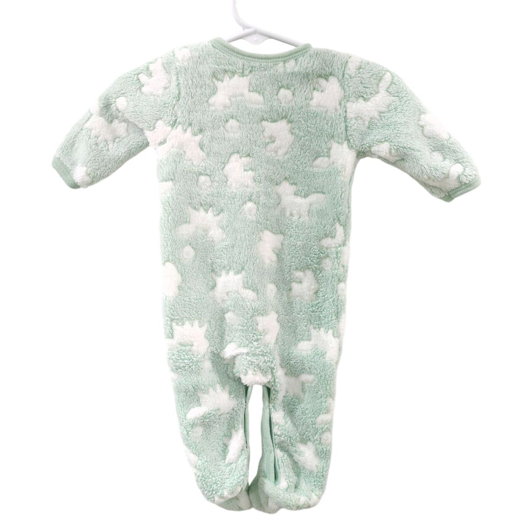 Mini Hop - Mint Bunny and Fox Print Blanket Footed Pajama, 3 m