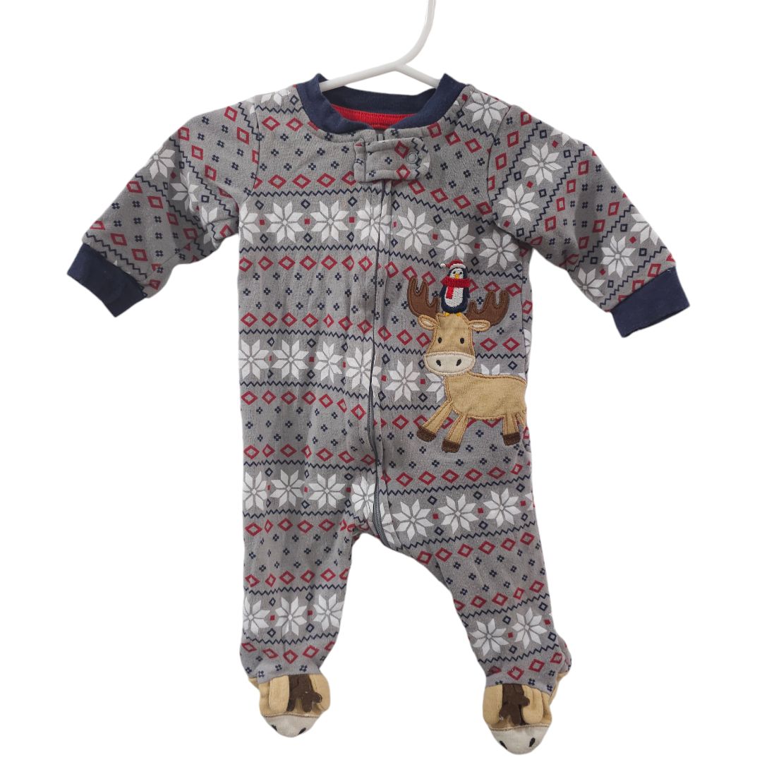 Koala Baby - Gray Winter Animals Footed Pajama, 0-3 m