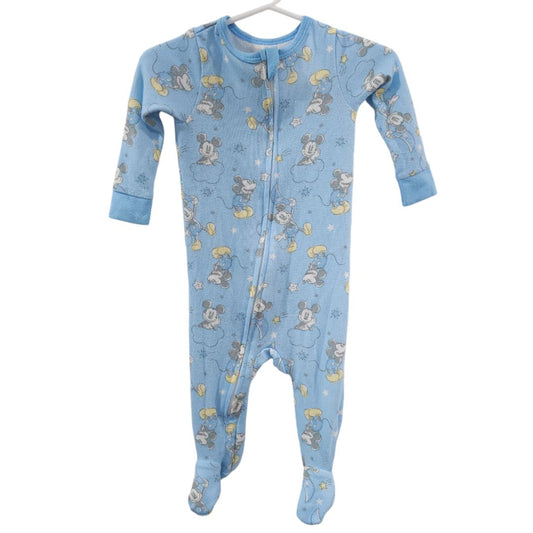 Disney - Blue Mickey Mouse Night Sky Footed Pajama, 3 m