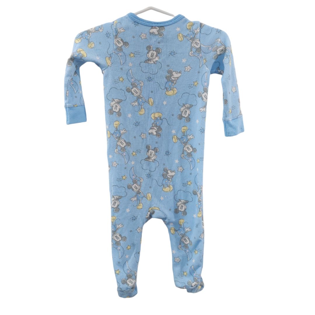 Disney - Blue Mickey Mouse Night Sky Footed Pajama, 3 m