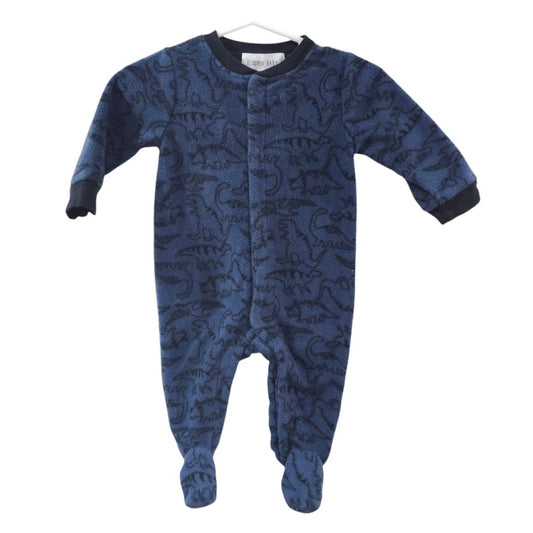 Bloomin' Baby - Blue Fleece Dinosaur Footed Pajama, 0-3 m