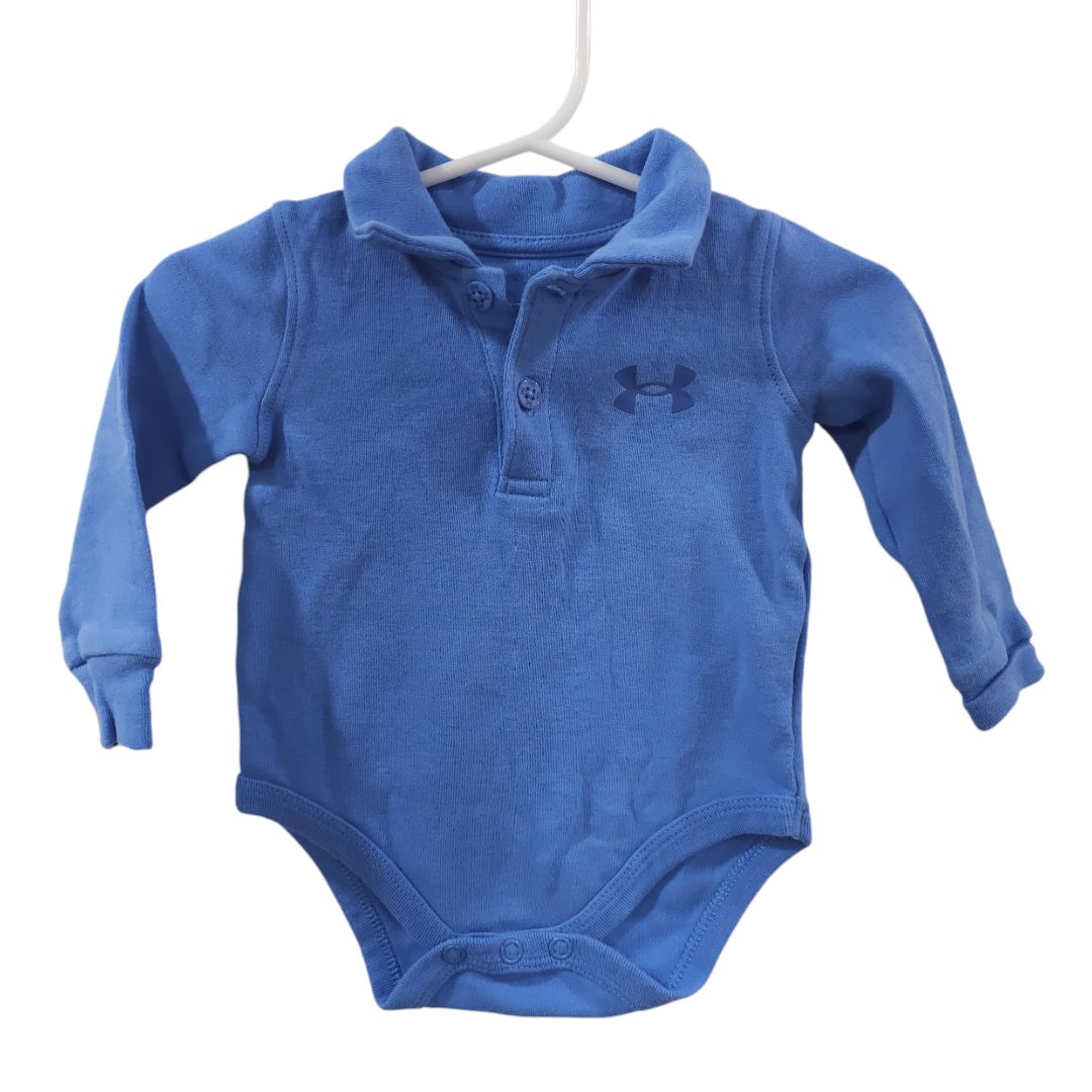 Under Armour - Blue Long Sleeve Polo Shirt Bodysuit, 3-6 m