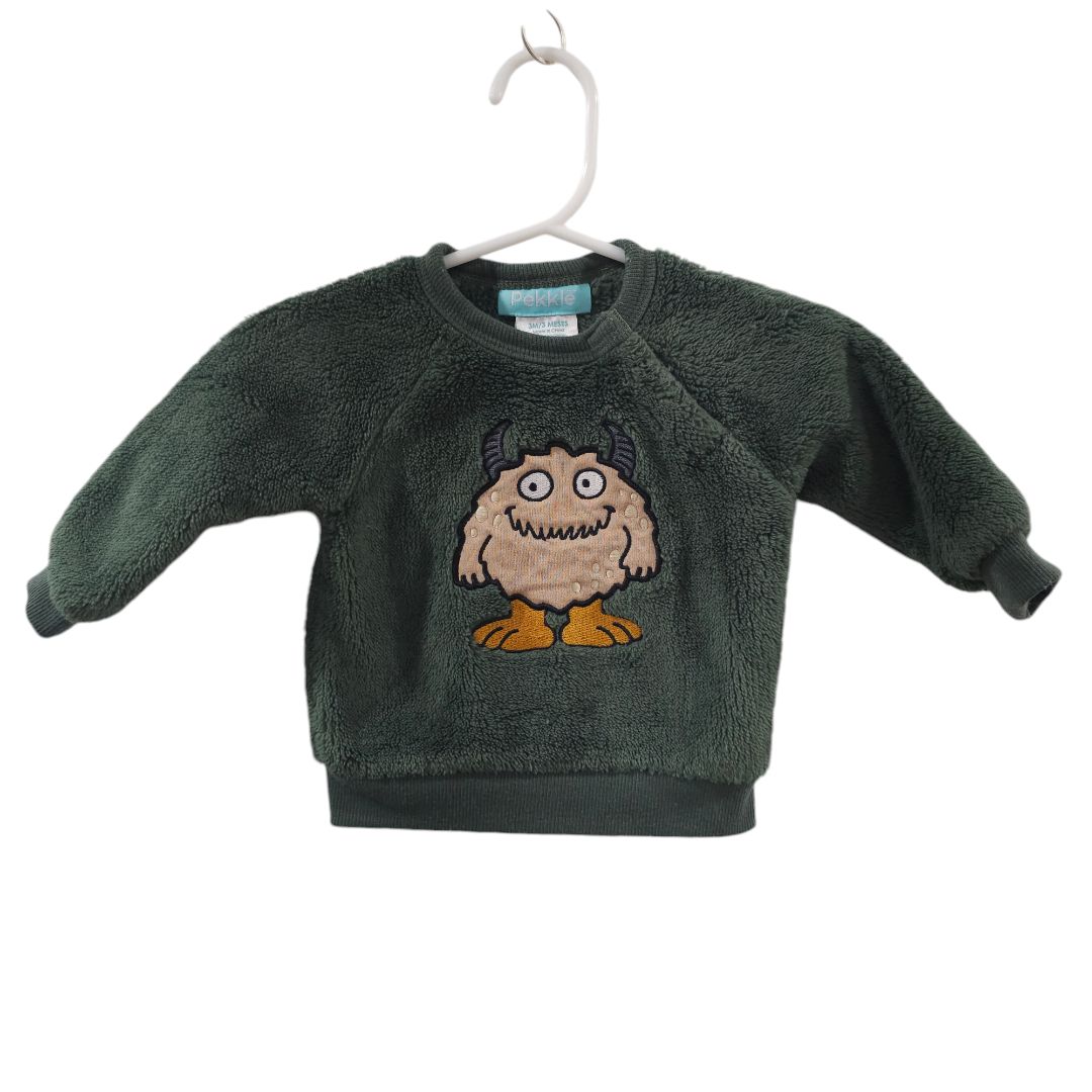 Pekkle - Green Sweater, Bodysuit, and Two Pants Monster Set, 3 m