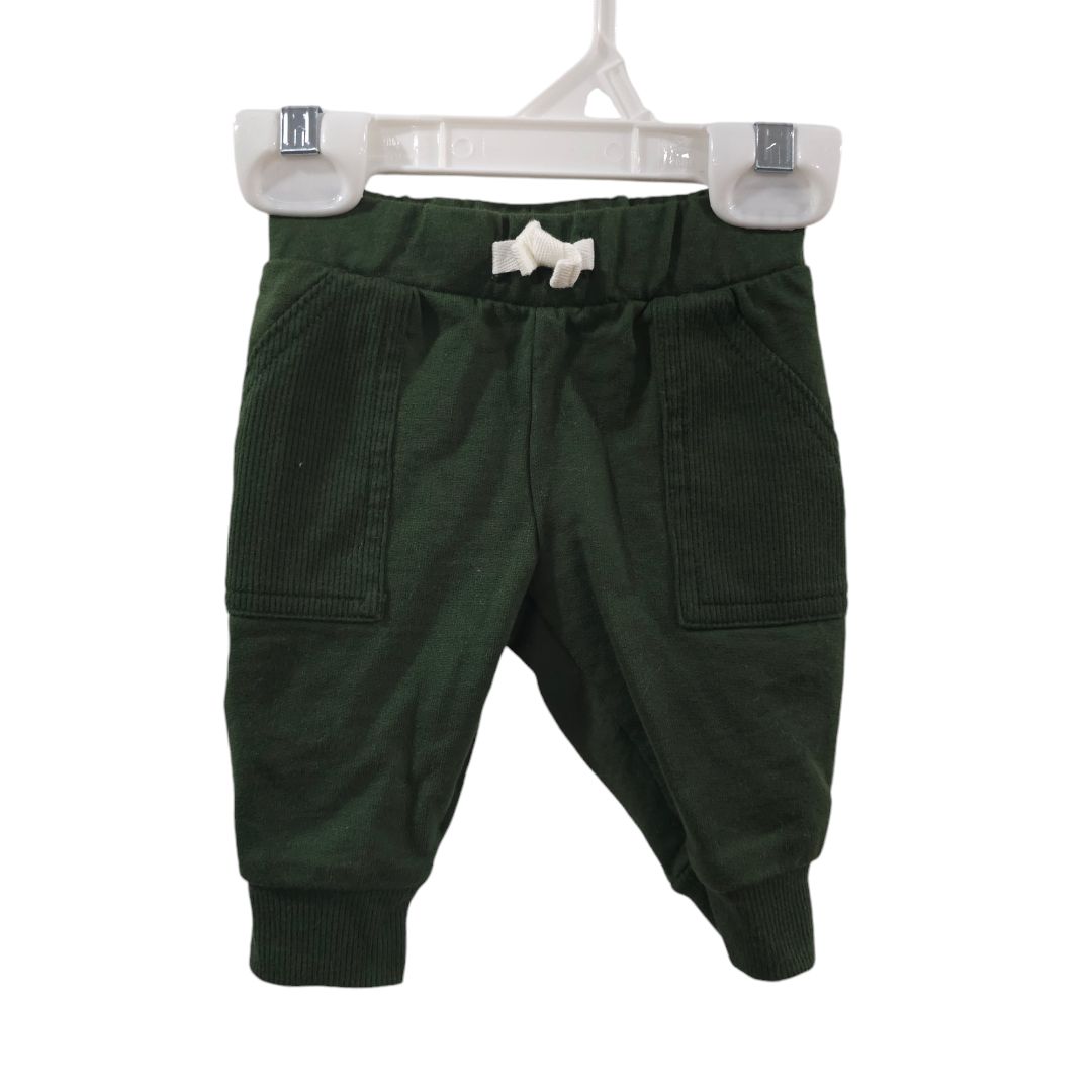 Carter's - Conjunto de pantalón y body con bolsillos y manga larga a rayas verdes, 3 m