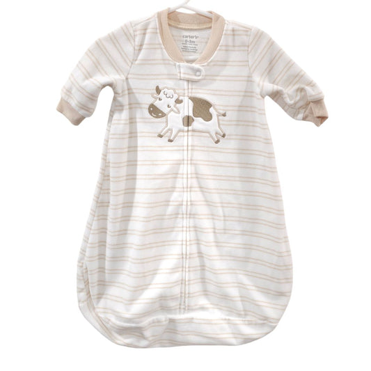 Carter's - Saco de dormir de forro polar de vaca con cremallera bidireccional en color beige para bebés de 0 a 3 meses