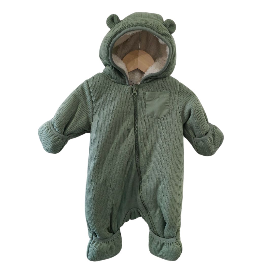 Wonder Nation - Green Baby Bear Fleece Lined Bunting, 0-3 m