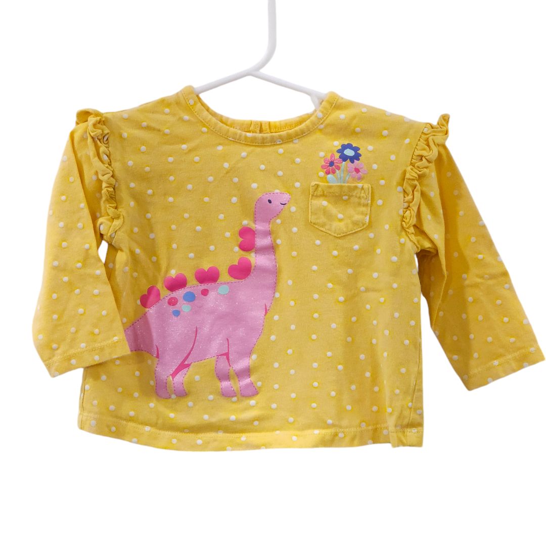 Little Me - Blue and Yellow Flowers and Dinosaurs Long Sleeve Shirt, Jacket and 2 Pants Set, 18 m