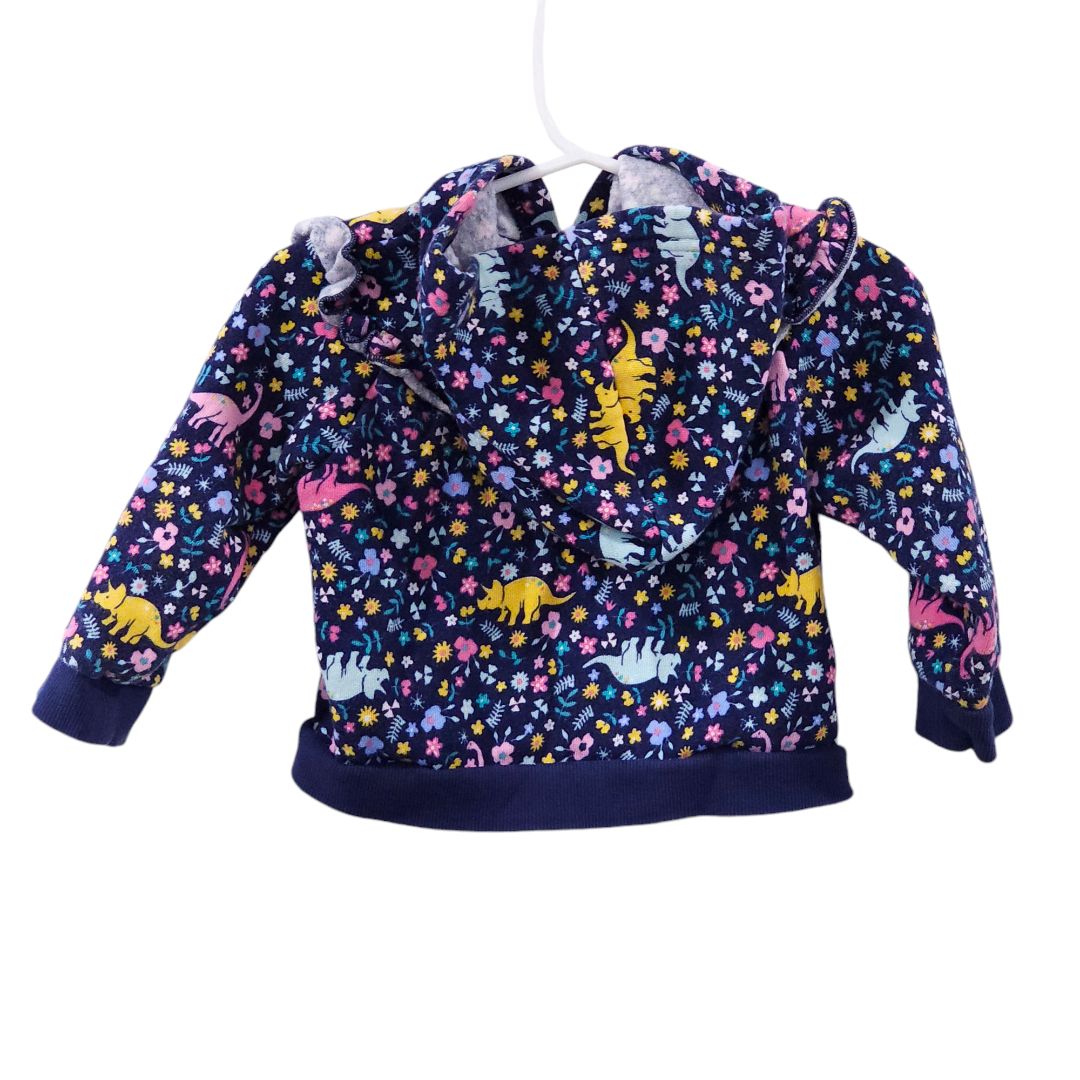 Little Me - Blue and Yellow Flowers and Dinosaurs Long Sleeve Shirt, Jacket and 2 Pants Set, 18 m