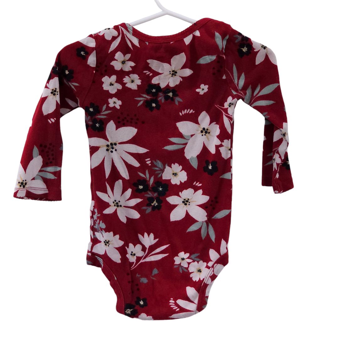 Carter's - Conjunto de body de manga larga y leggings con volantes con flores rojas, 18 m