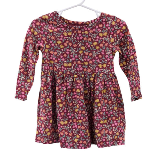 Cat & Jack - red Flowers Long Sleeve Dress, 18 m