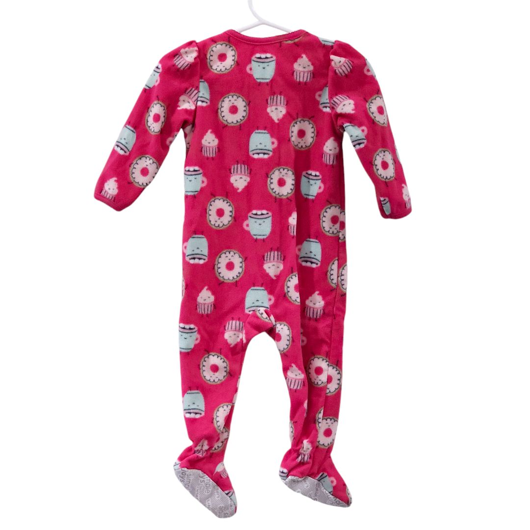 Simple Joys - Pack de 2 pijamas holgados de polar con pies en color rosa, 12 m