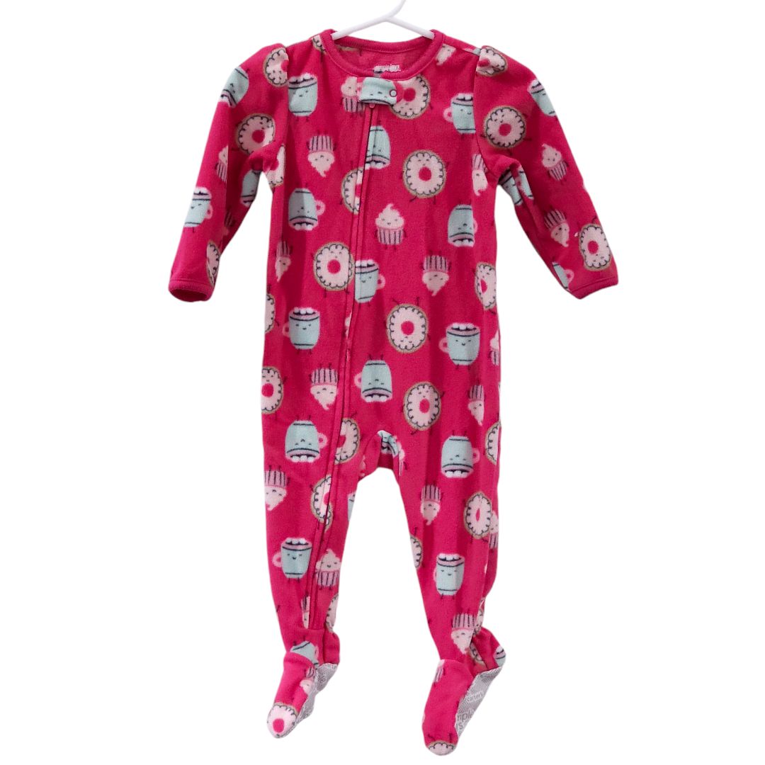 Simple Joys - Pink Pack of 2 Loose-Fit Fleece Footed Pajamas, 12 m