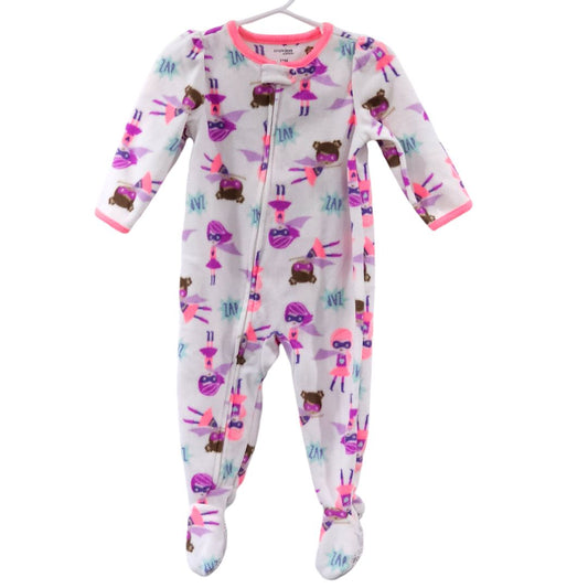 Simple Joys - Pack de 2 pijamas holgados de polar con pies en color rosa, 12 m