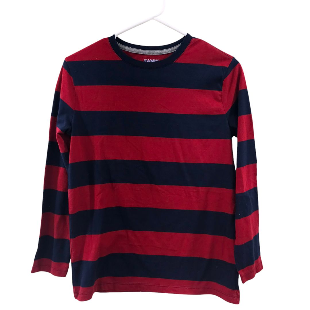 Old Navy - Red Boy's Softest Striped Long Sleeve Shirt, 14-16