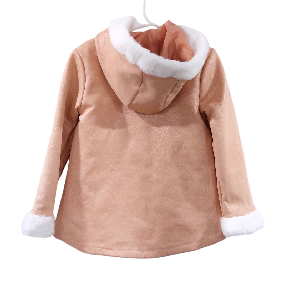 Little Lass - Pink Shimmer Jacket with Faux Fur Lining, 6