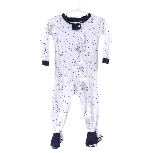 Burt's Bees - White and Blue Stars Zip-up Footed Pajama, 12 m