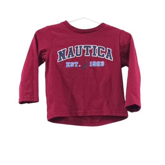 Nautica - Red and Blue "Nautica" Long Sleeve Shirt with Fleece Pants Set, 18 m