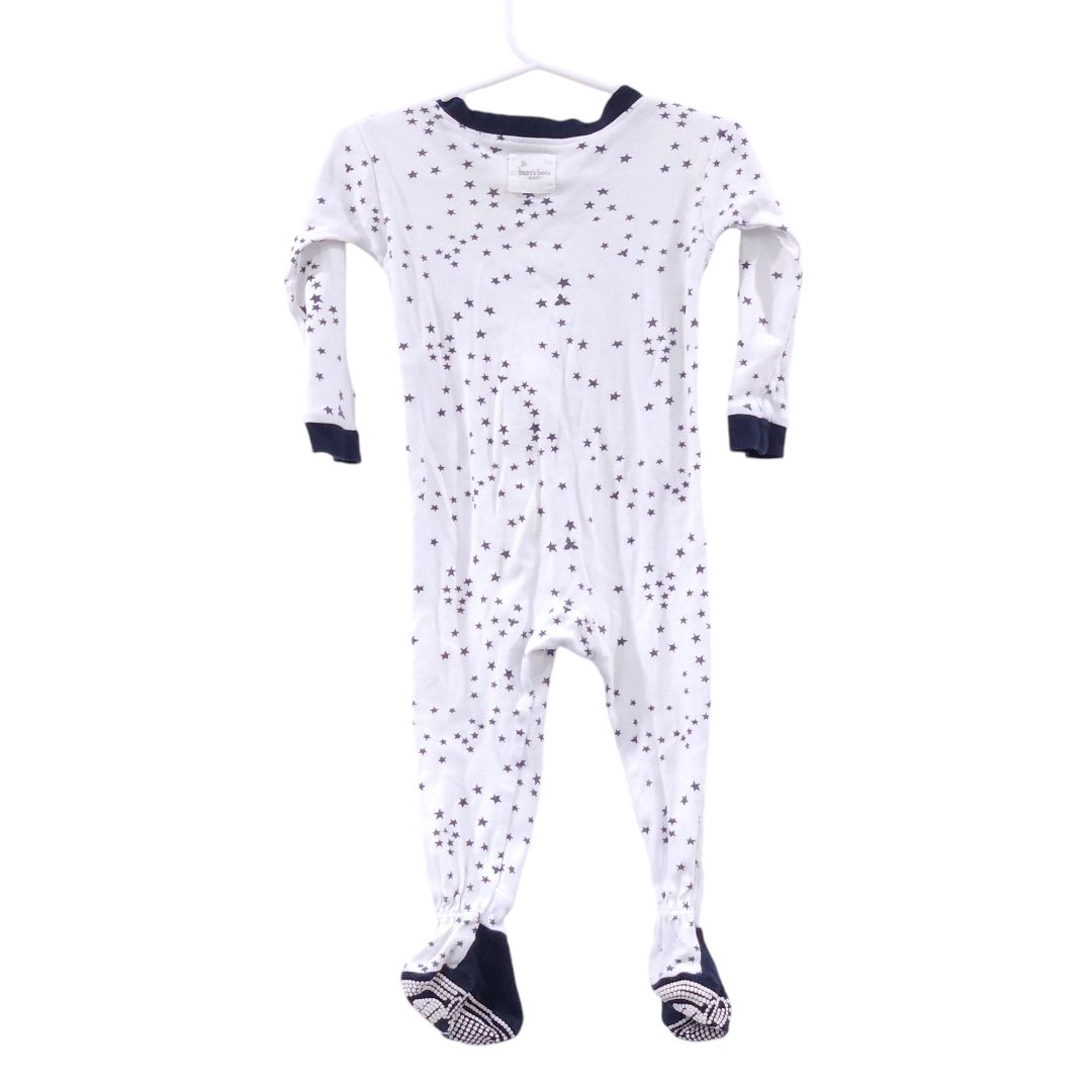 Burt's Bees - White and Blue Stars Zip-up Footed Pajama, 12 m