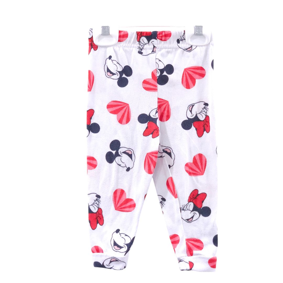 Disney - Pijama de Mickey y Minnie con corazones blancos y rojos, 2T