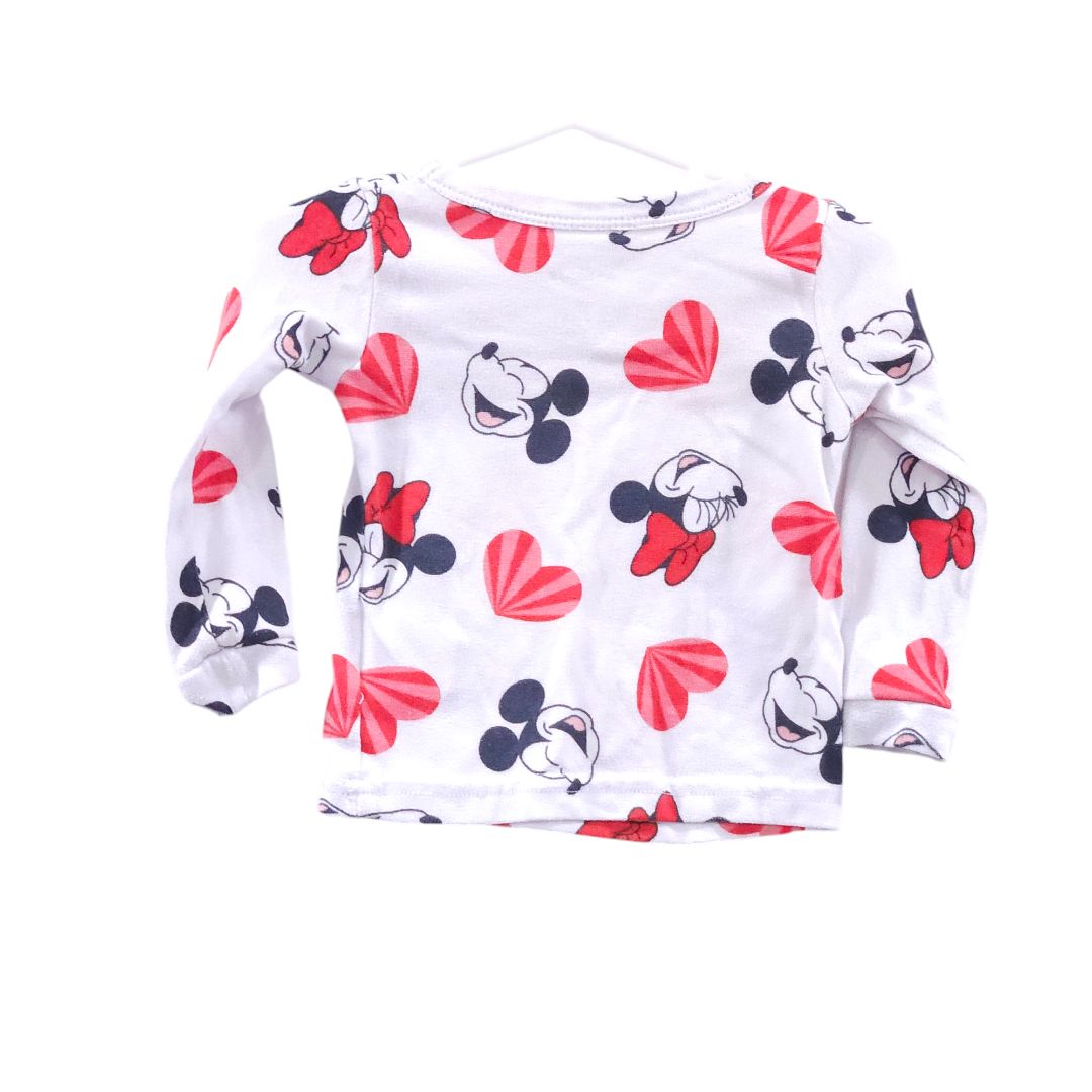 Disney - White and Red Mickey and Minnie Hearts Pajamas, 2T