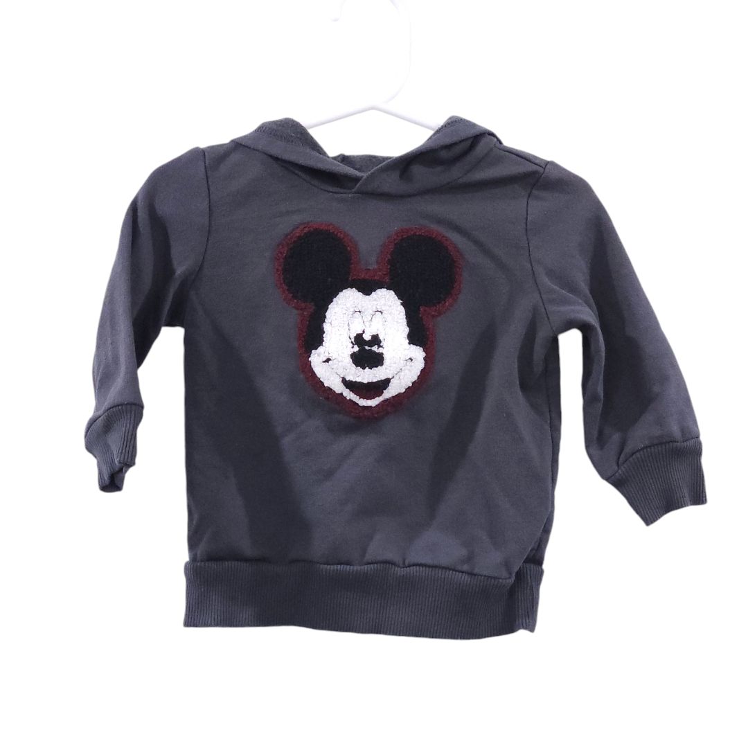 Disney Junior - Conjunto de sudadera con capucha y pantalón jogger de Mickey Mouse gris y rojo, 18 m