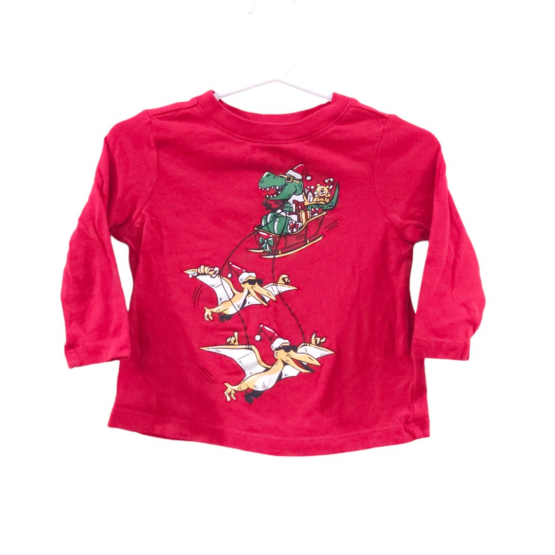 Old Navy - Red Dinosaurs Christmas Long Sleeve T-shirt, 12-18 m