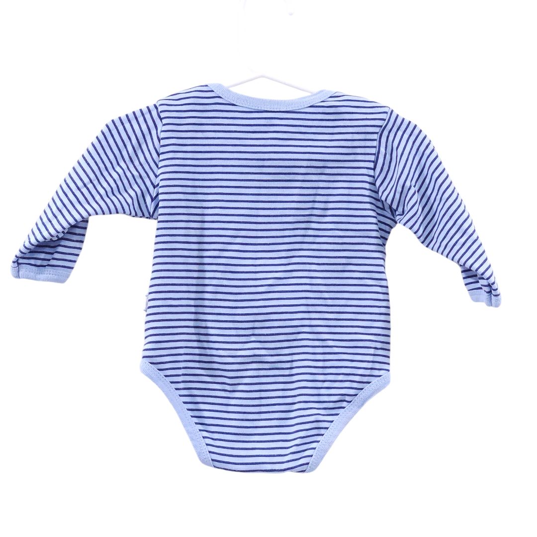 Duck Duck Goose - Blue Wolf Stripes Long Sleeve and Quilted Pants Set, 6-9 m