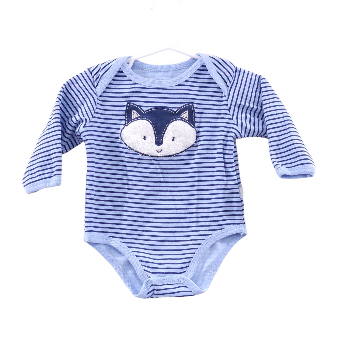 Duck Duck Goose - Blue Wolf Stripes Long Sleeve and Quilted Pants Set, 6-9 m