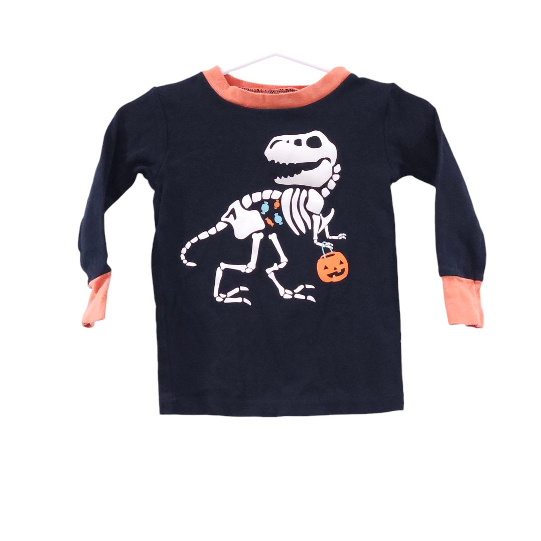 Carter's - Pijama de Halloween T-rex negro y naranja, 12 m