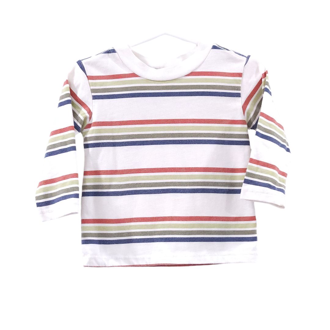 Little Me - Camisa de manga larga con rayas color crema, 12 m