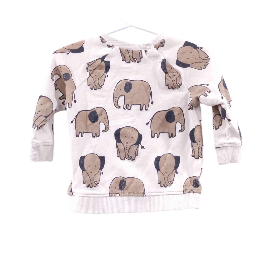 H&M - Cream Elephants Sweatshirt, 12 m