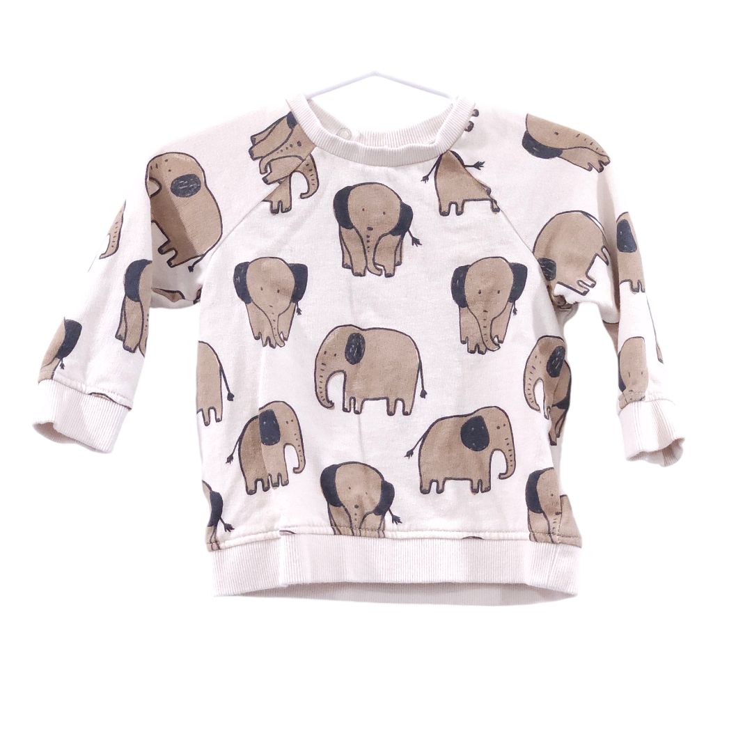 H&amp;M - Sudadera con elefantes en color crema, 12 m