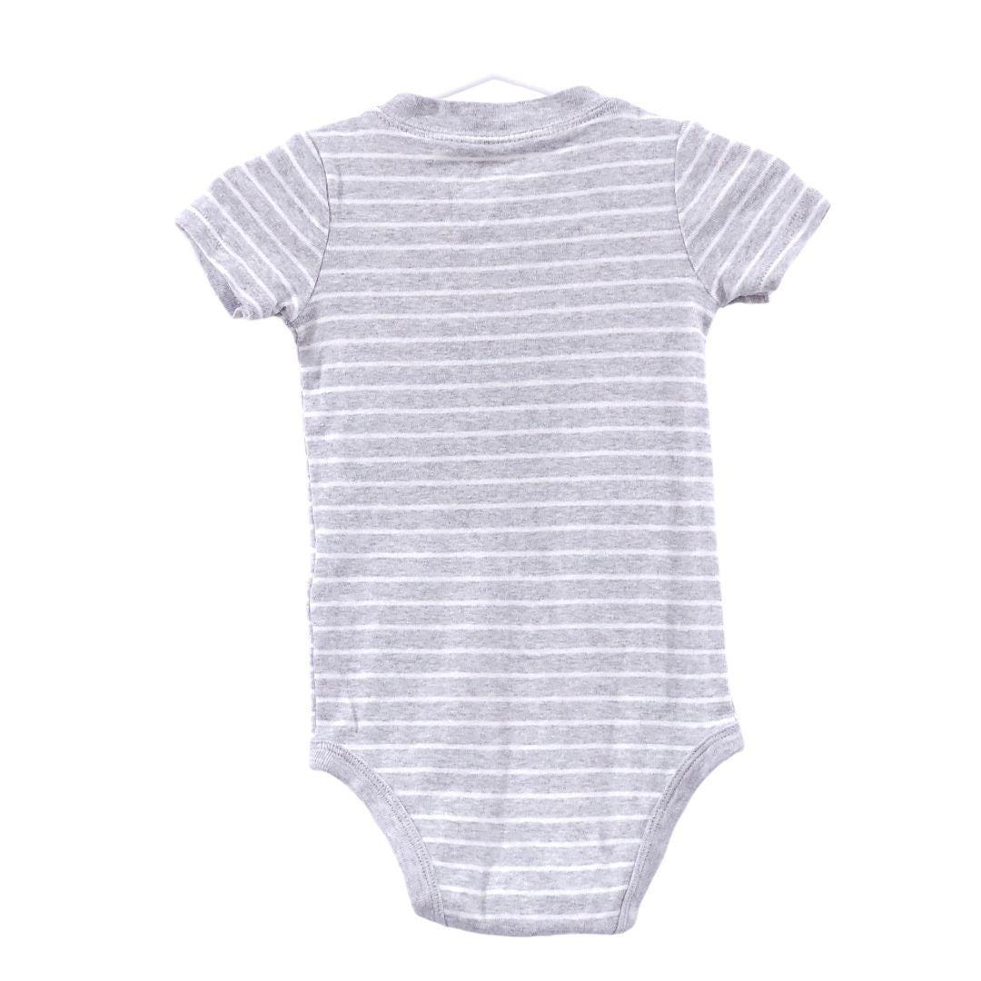 Simple Joys - Gray and Black Pack of 2 Stripes Bodysuits, 12 m