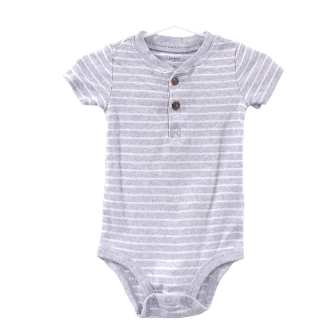 Simple Joys - Gray and Black Pack of 2 Stripes Bodysuits, 12 m