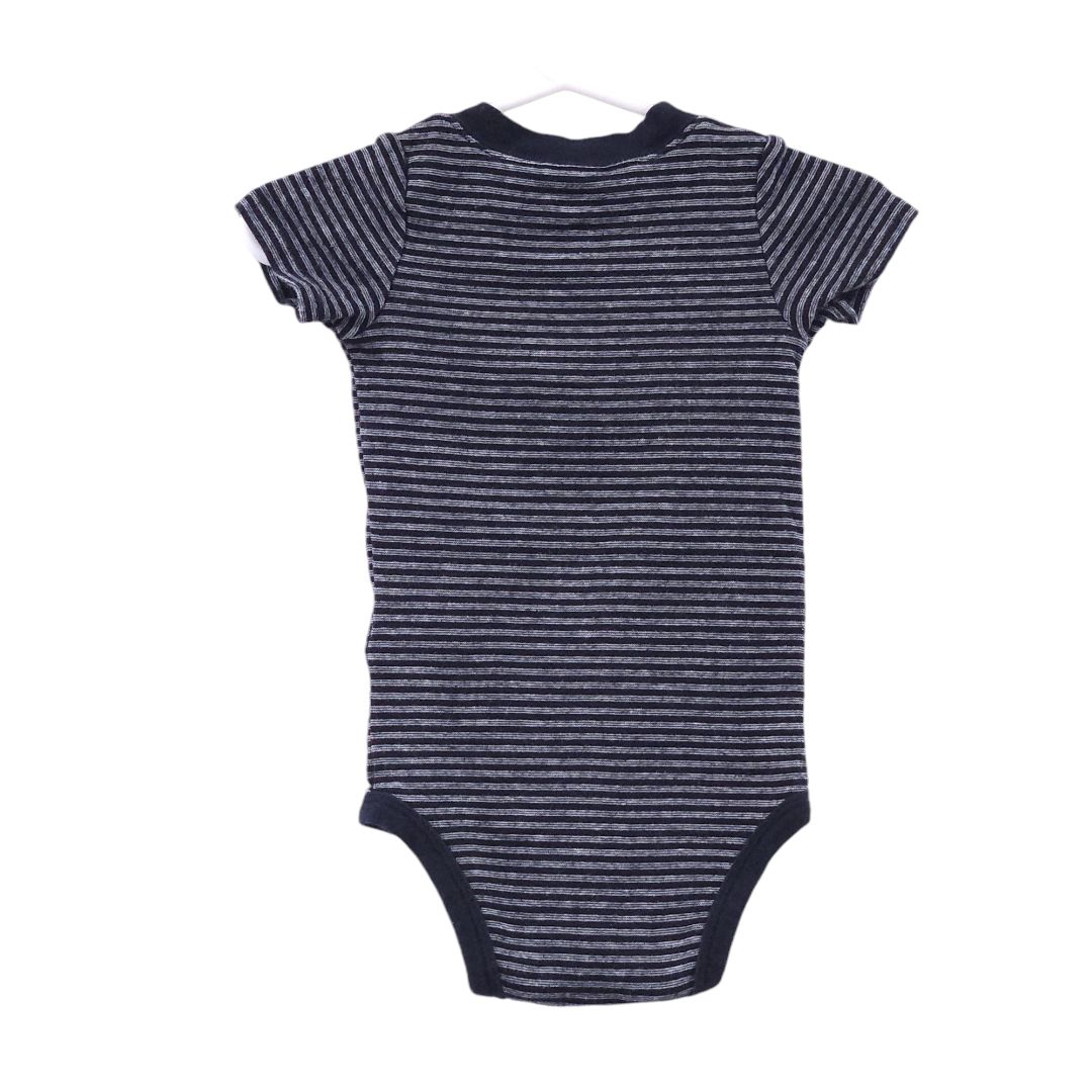 Simple Joys - Gray and Black Pack of 2 Stripes Bodysuits, 12 m