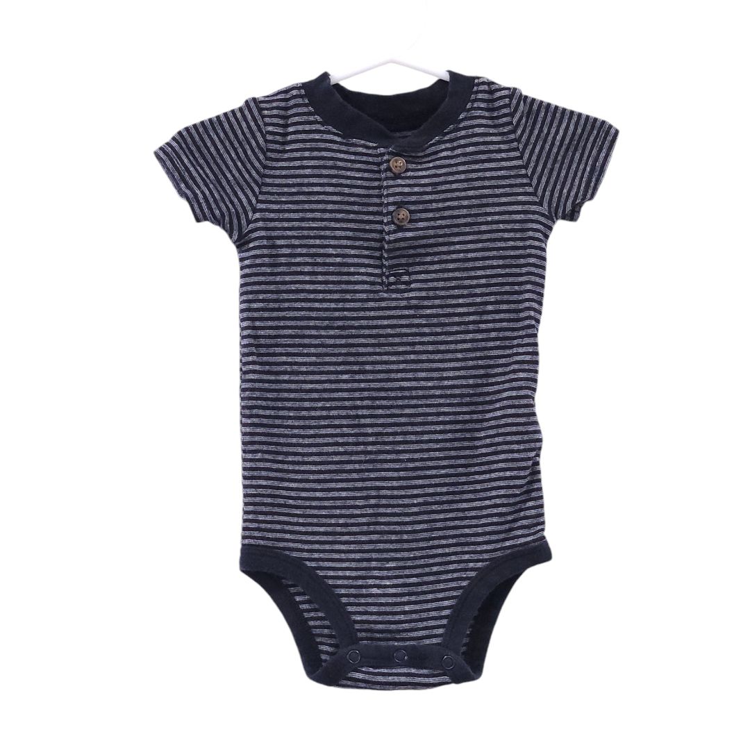 Simple Joys - Gray and Black Pack of 2 Stripes Bodysuits, 12 m