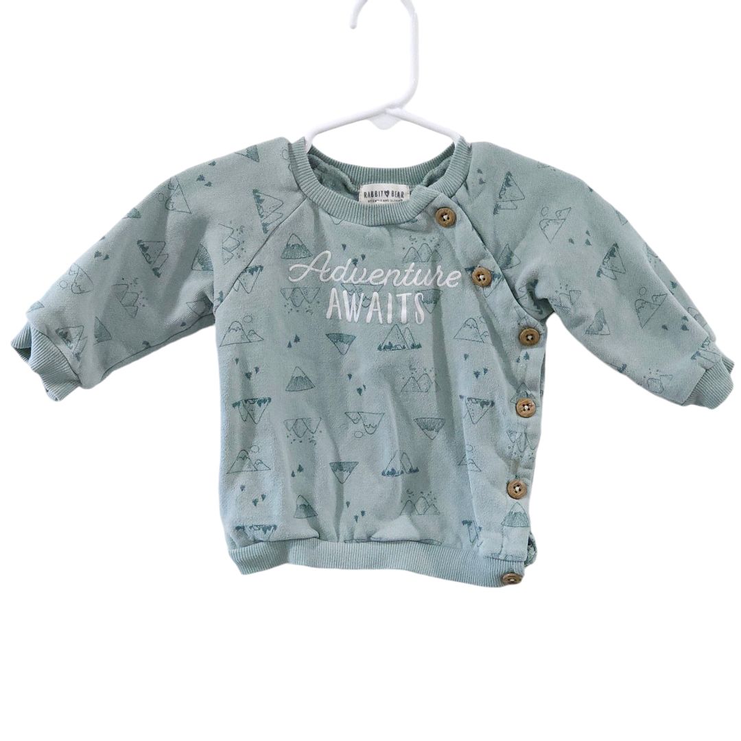 Rabbit and Bear - Blue "Adventure Awaits" Sweater and Jogger Pants Set, 18 m