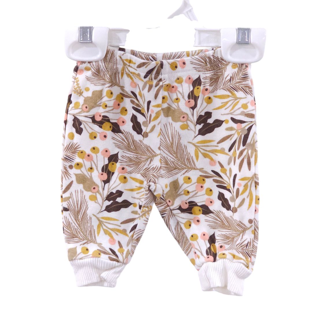 Emporio Baby - Yellow Long Sleeve Bodysuit and Floral Pants Set, 0-3 m